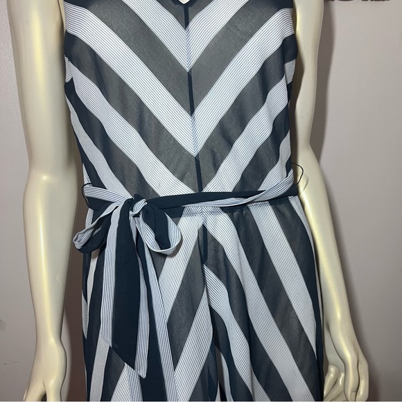 Tommy Bahama Women Blue White Chateau Stripe Midi Dress Size Small Belt A9 - Picture 9 of 10